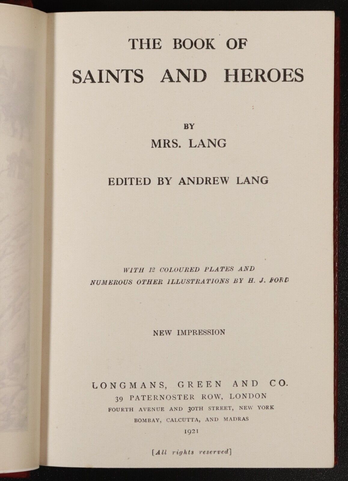 1921 The Book Of Saints & Heroes by Mrs Lang Antique Scottish Fiction Book