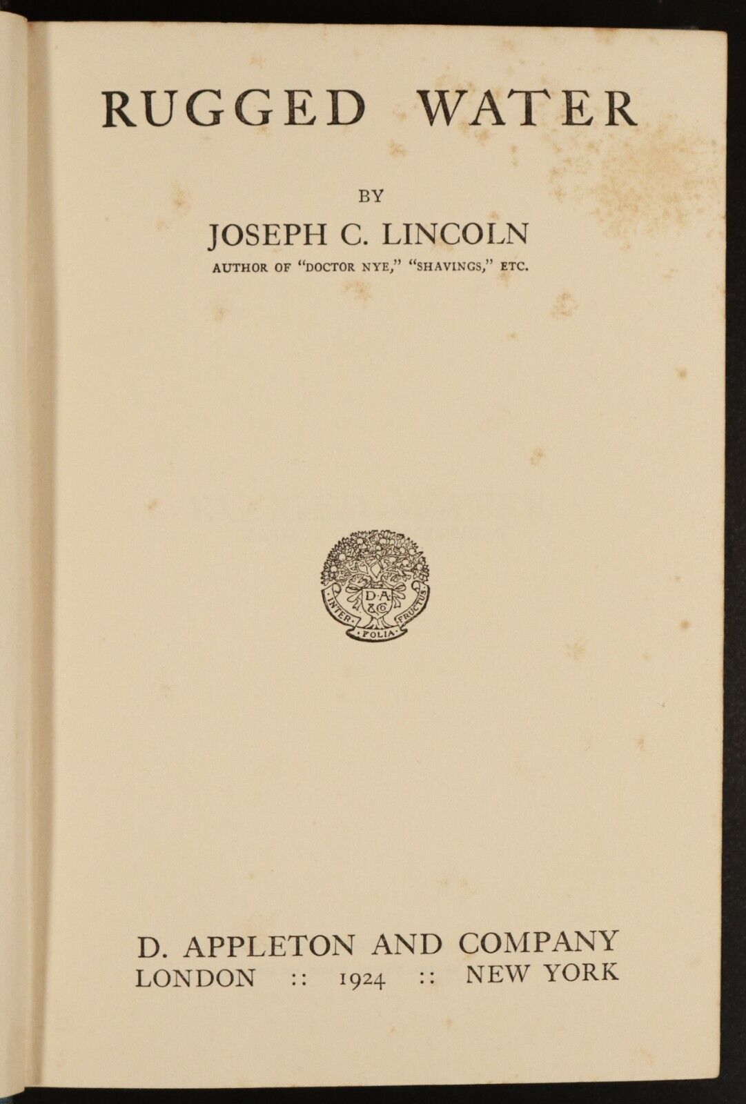 1924 Rugged Water by Joseph C. Lincoln 1st Edition Antique American Fiction Book