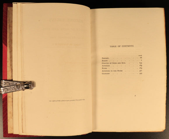 1891 Bacon's Essays Colours Of Good & Evil Antique British Philosophy Book