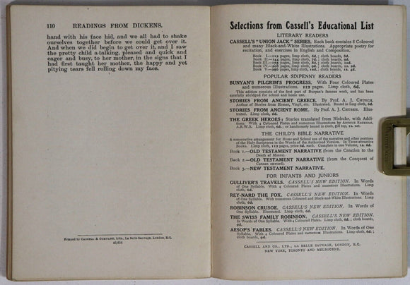 c1910 Readings From Dickens by Charles Dickens Antique British History Book