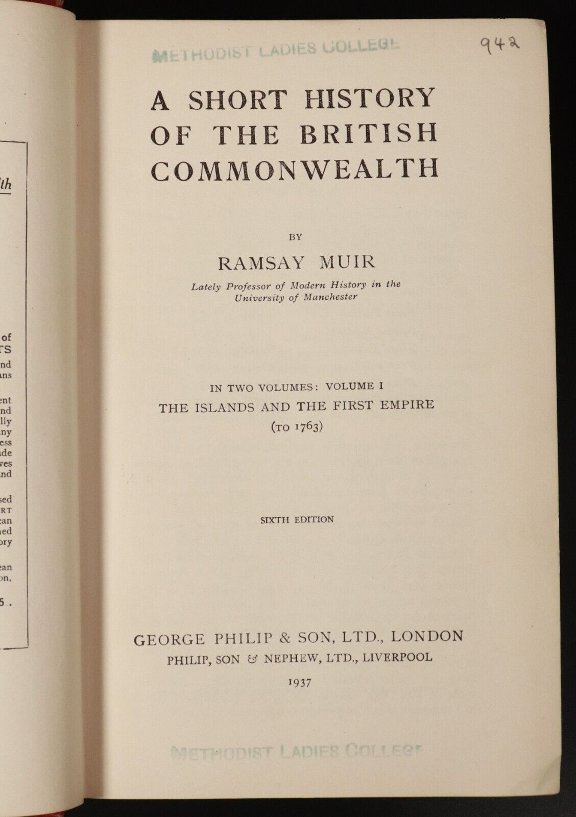 1937 Short History Of British Commonwealth To 1763 Antique British History Book