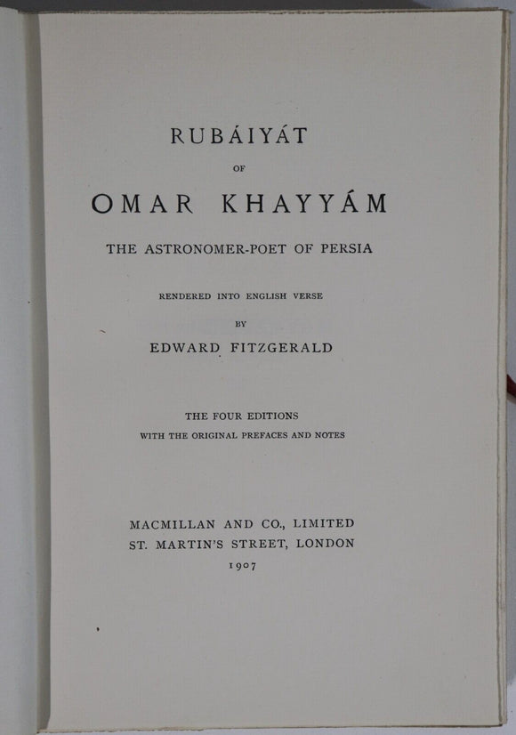 1907 Rubaiyat Of Omar Khayyam Antique Classic Persian Philosophy Literature Book