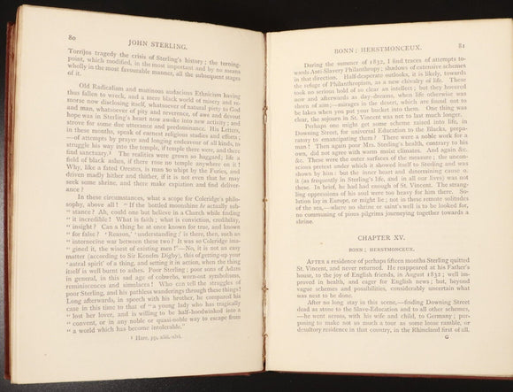 1871 Life Of John Sterling by Thomas Carlyle Antiquarian History Biography Book