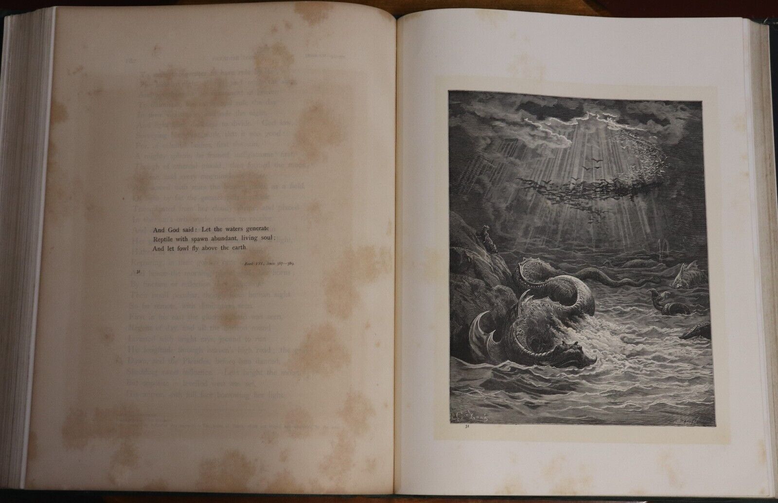 c1880 Milton's Paradise Lost: Gustave Dore Antiquarian Book Illustrated Cloth