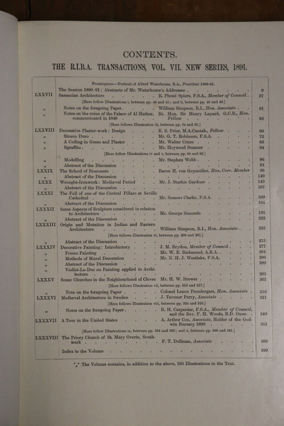 c1889 Royal Institute of British Architects Transactions Antique Reference Books