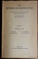 1913 The Works Of Aristotle Vol. VI Opuscula Antique Greek Philosophy Book-1