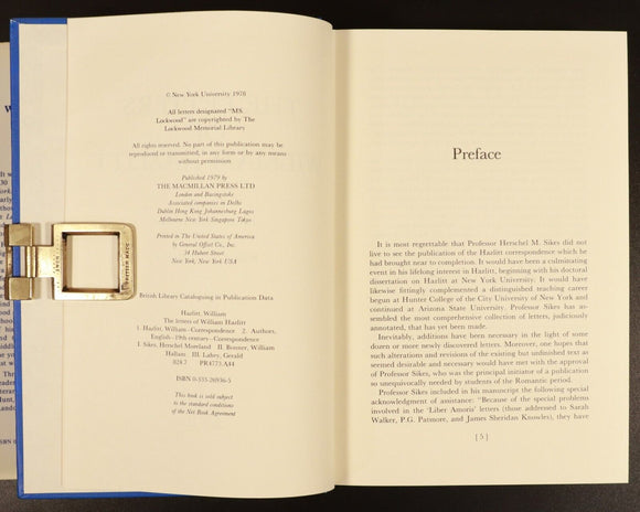 1979 Letters Of William Hazlitt by H. Moreland Sikes British History Book 1st Ed