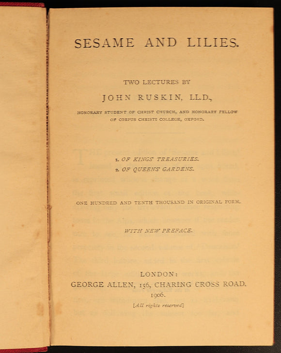 John Ruskin 6 Volume Antique Book Collection 1906 George Allen London Editions