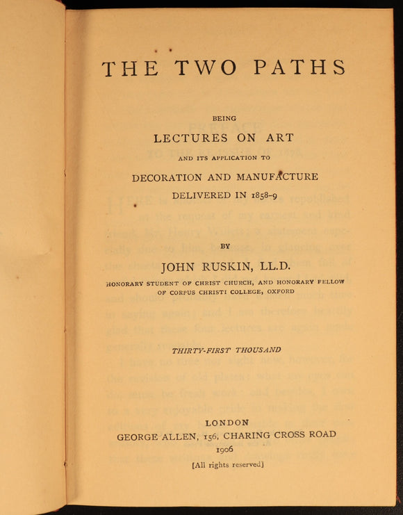 John Ruskin 6 Volume Antique Book Collection 1906 George Allen London Editions