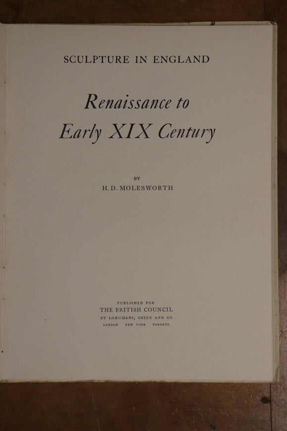 1951 Sculpture In England: Renaissance To Early XIX Century Art History Book
