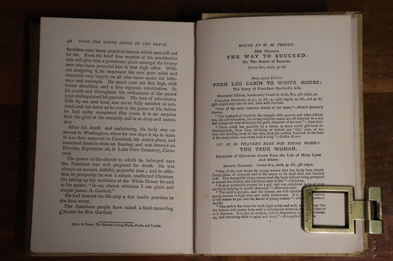 1897 From Log Cabin To White House by WM Thayer Antique American History Book