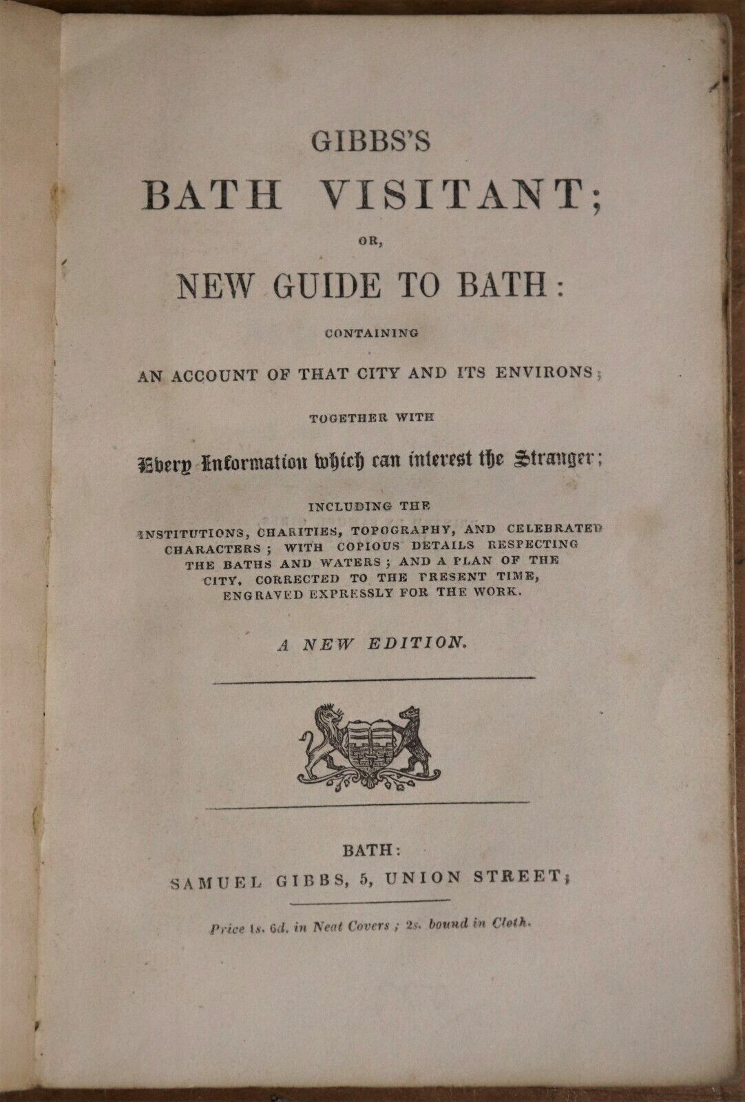 c1845 Gibbs's Illustrated Bath Visitant Rare British Travel Guide Book To Bath - 0