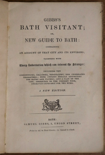 c1845 Gibbs's Illustrated Bath Visitant Rare British Travel Guide Book To Bath - 0