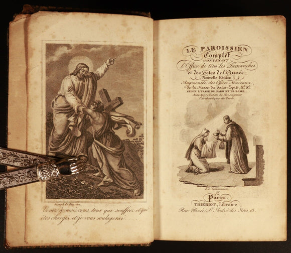 c1828 Le Paroissien Complete Illustrated Antiquarian French Latin Theology Book