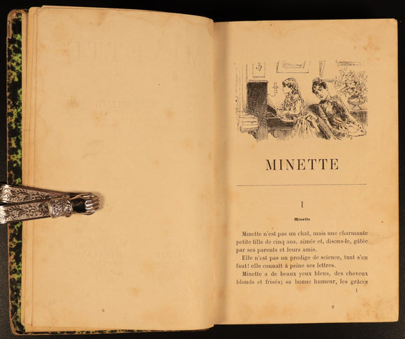 1886 Minette by Julie Gouraud Antiquarian Illustrated French Fiction Book
