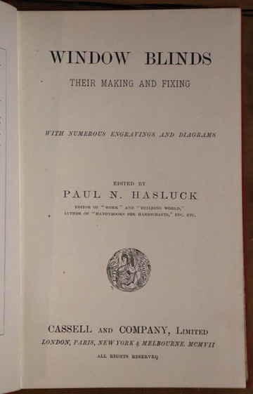 1907 Window Blinds: Their Making and Fixing Scarce AntiqueHome Decoration Book - 0