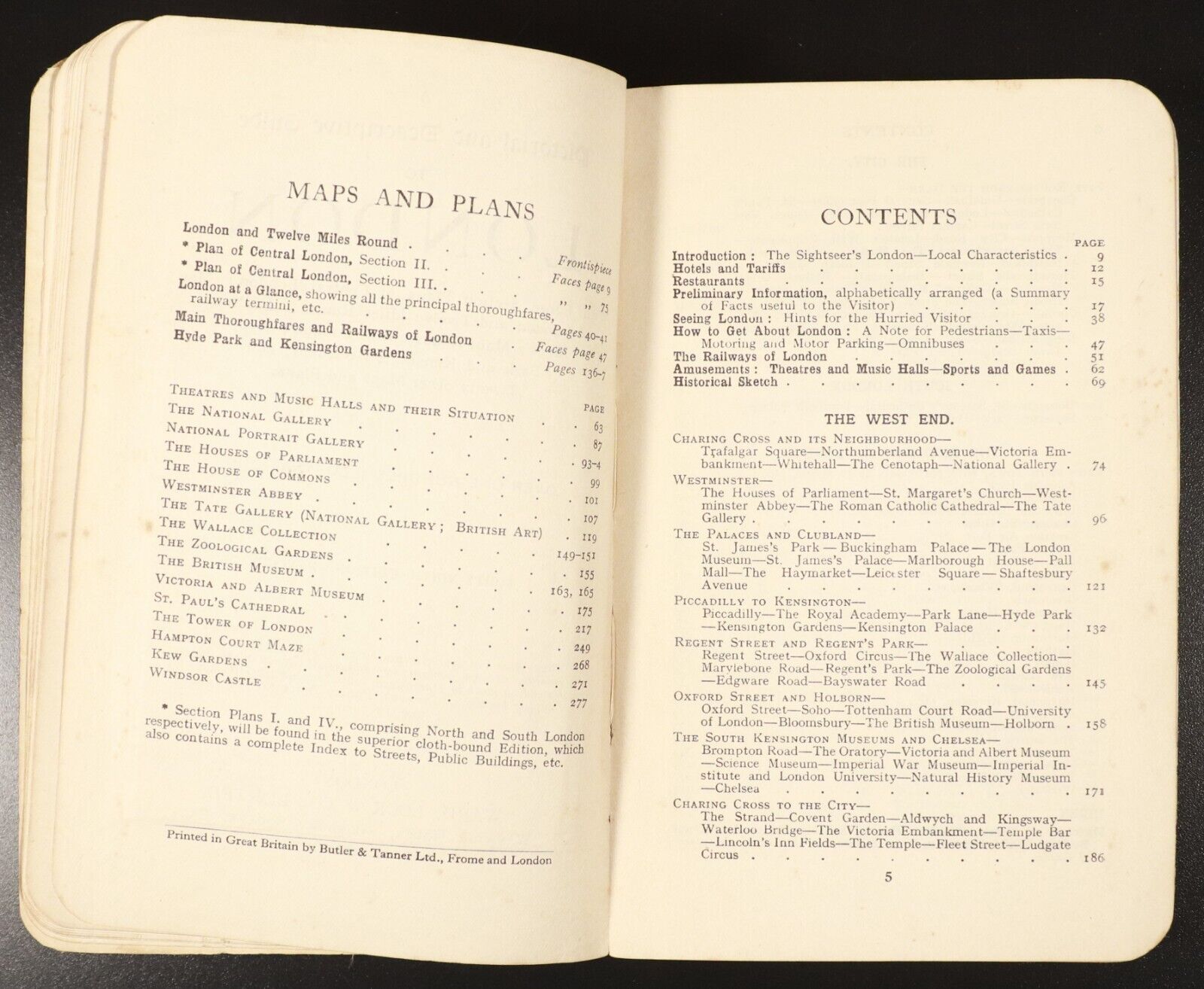 1932 Guide To London: Ward Lock & Co Antique Travel Guide Book w/Maps