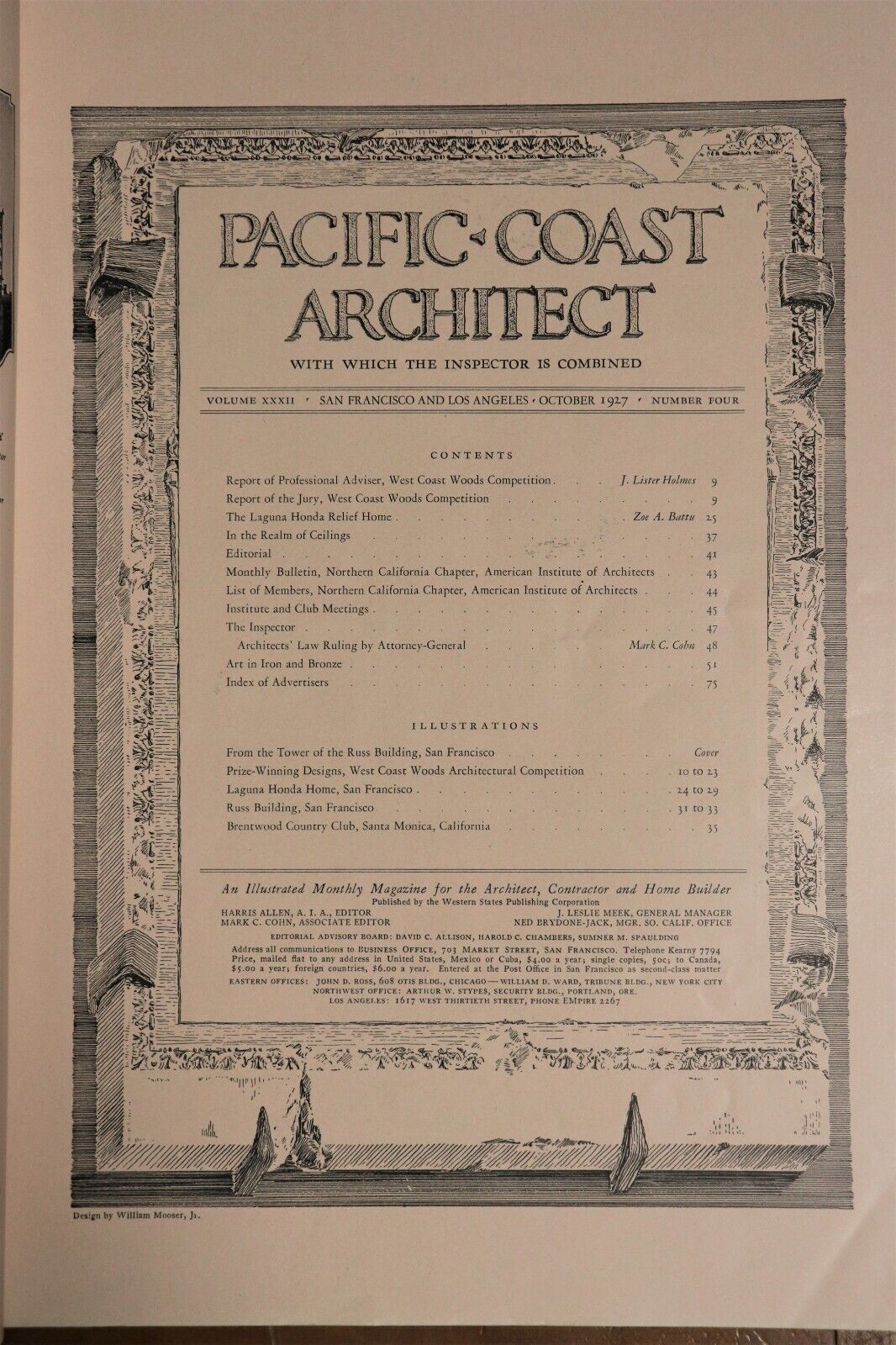 1927 Pacific Coast Architect Magazine October Architect Reference Book Magazine