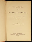 1883 Squatting In Victoria E.M. Curr Antiquarian Australian History Book VGC-9