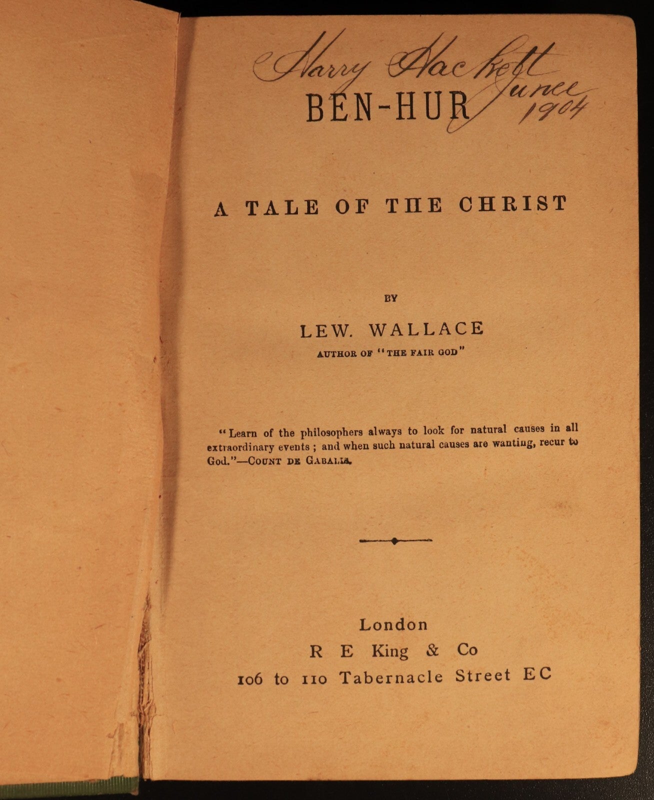 c1900 Ben Hur Tale Of The Christ by Lew Wallace Antique Christian Fiction Book