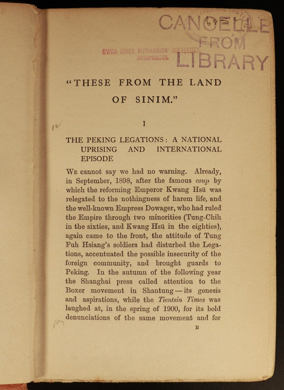 1901 These From The Land Of Sinim Rare 1st Edition Chinese History Book