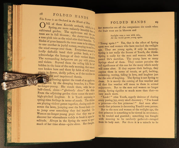 Folded Hands by Richard King c1932 Antique Philosophy & Wisdom Book Leather Bind