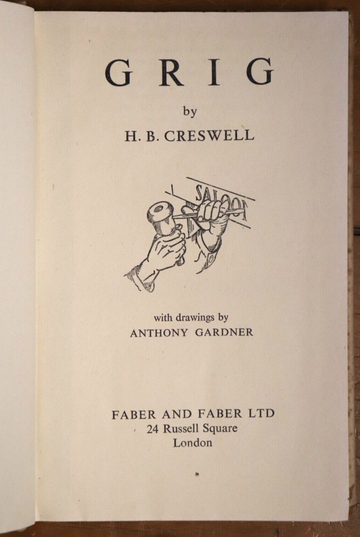 1942 Grig by HB Creswell 1st Edition Antique Architect Fiction Book - 0