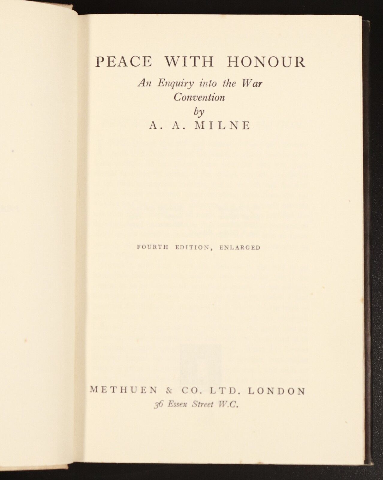 1935 Peace With Honour by A. A. Milne Antique Military History Book 4th Edition