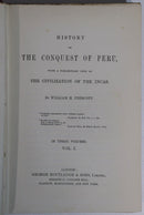 c1910 3vol History Of The Conquest Of Peru WH Prescott Antique History Book Set-3
