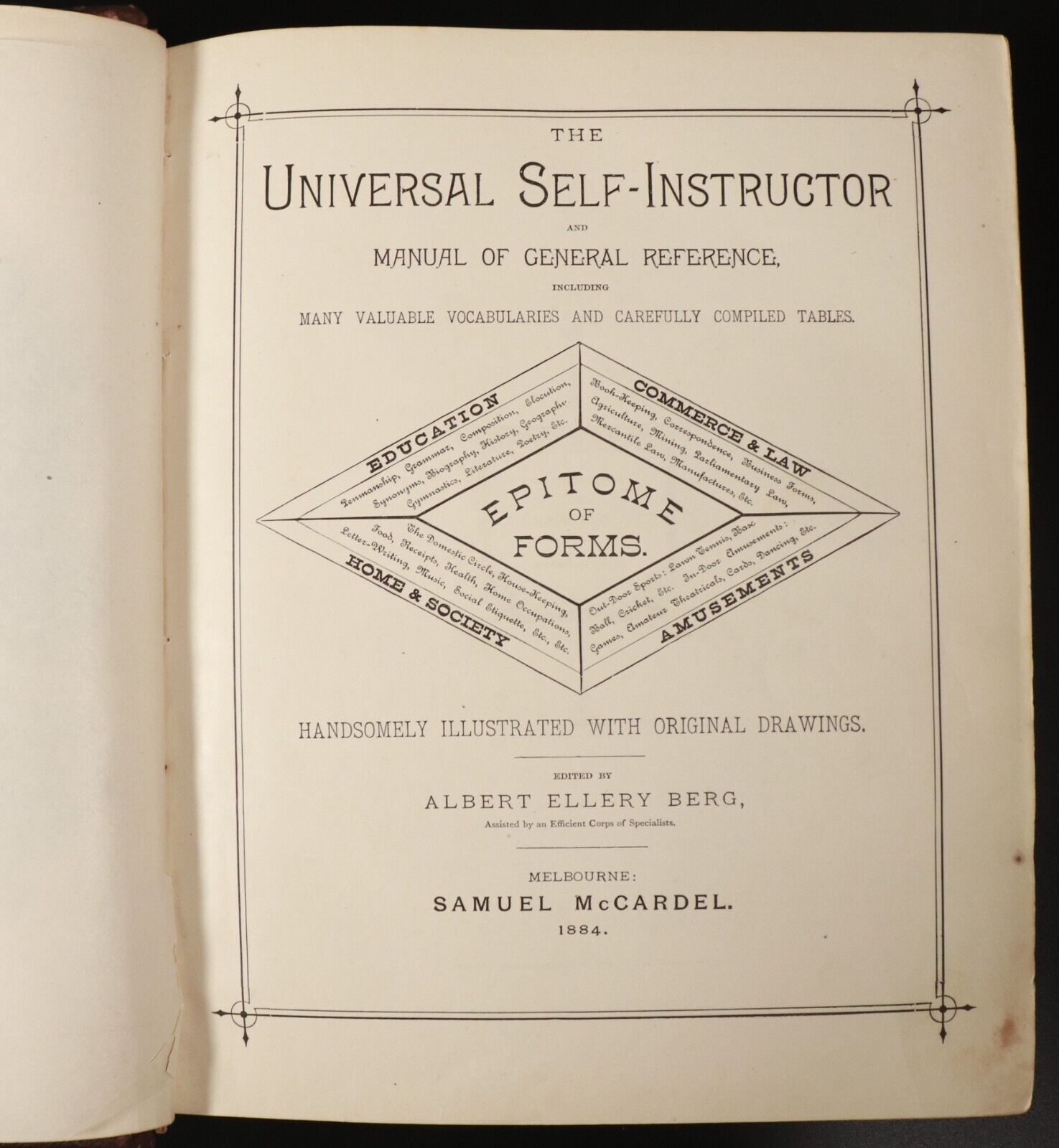 1884 The Universal Self Instructor Antique General Reference Book Illustrated