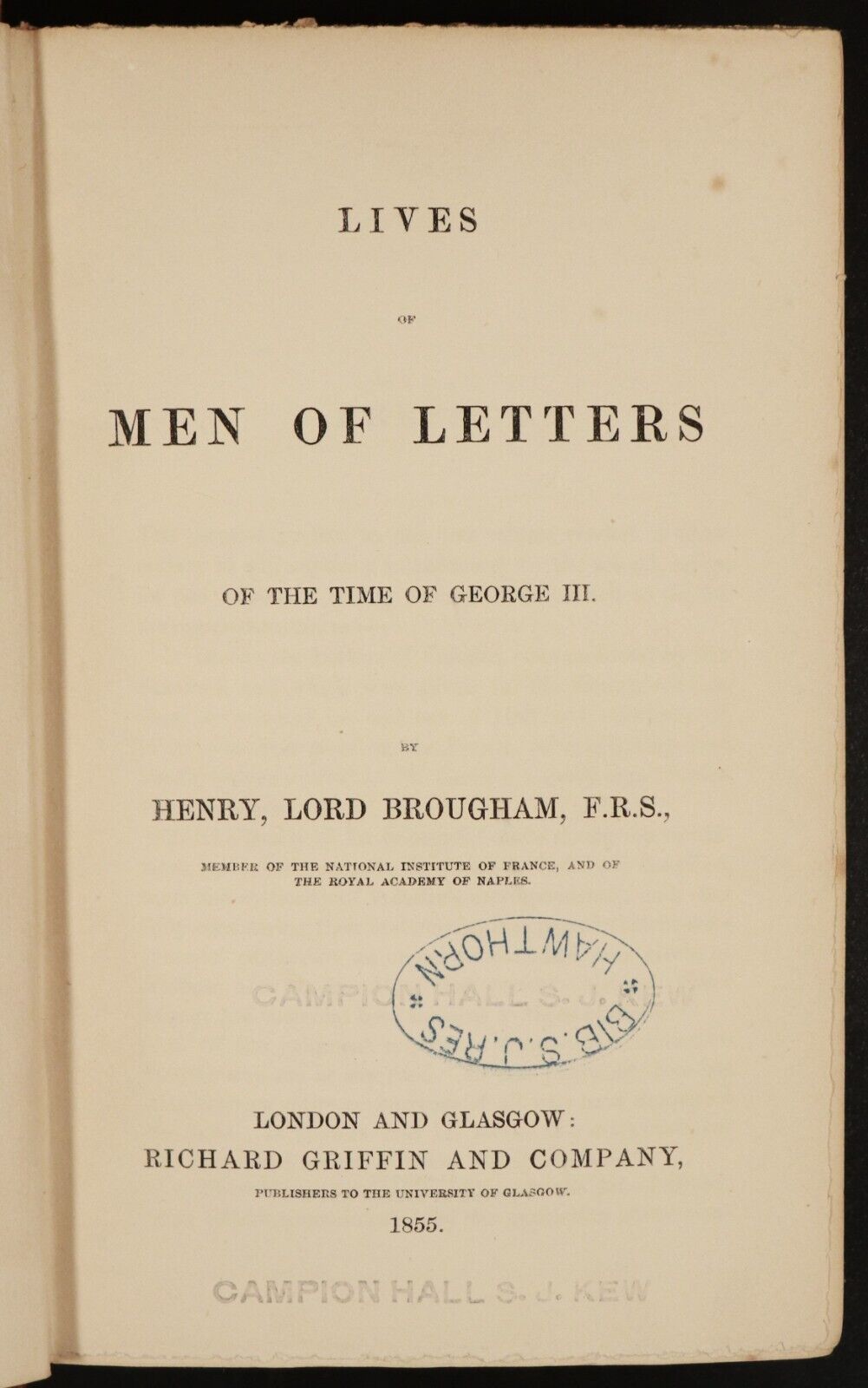 1855 Lives Of Men Of Letters Time Of George III Antiquarian British History Book