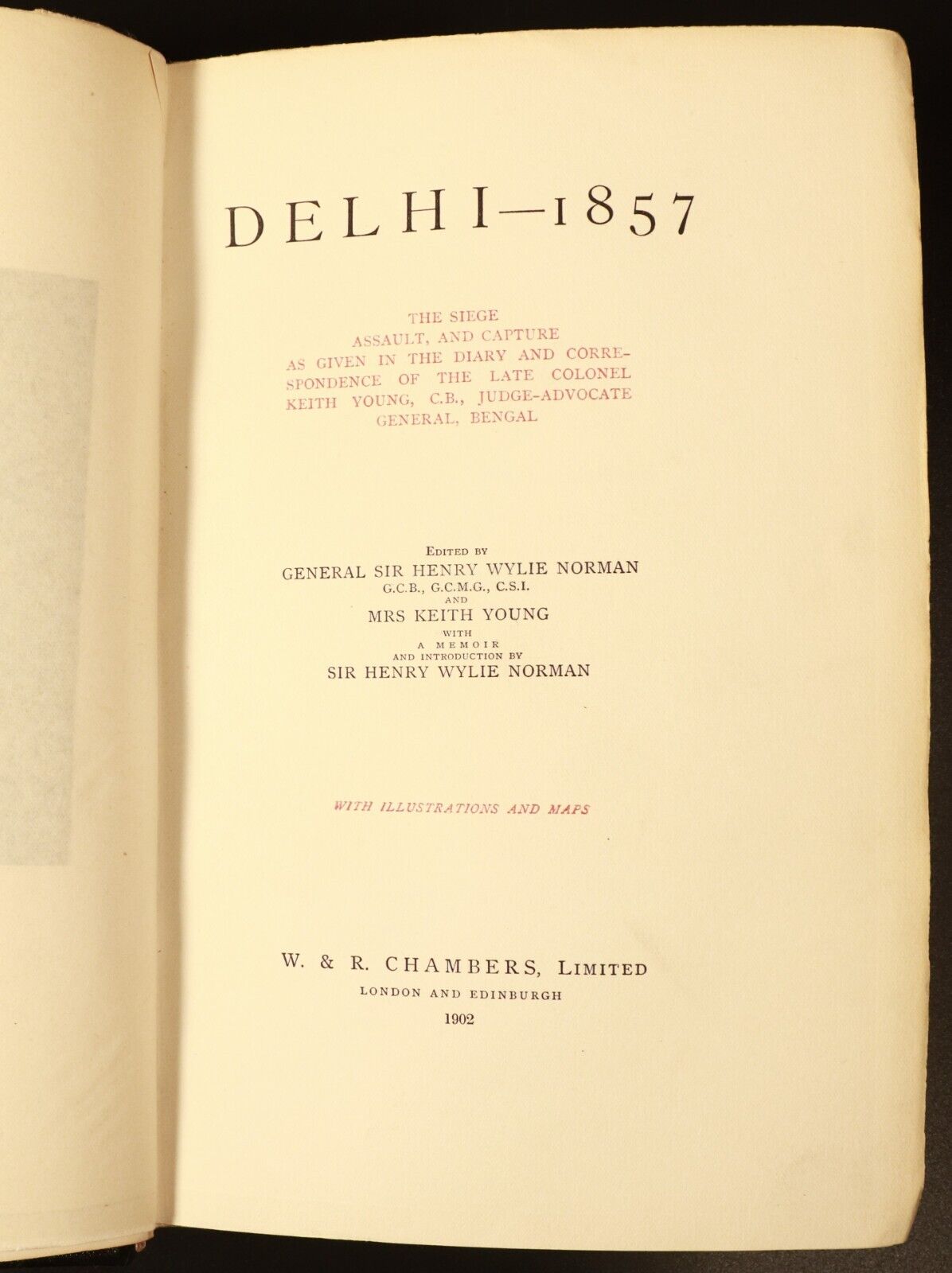 1902 Delhi 1857: Diary Of Keith Young Antique Military History Book 1st Ed Maps