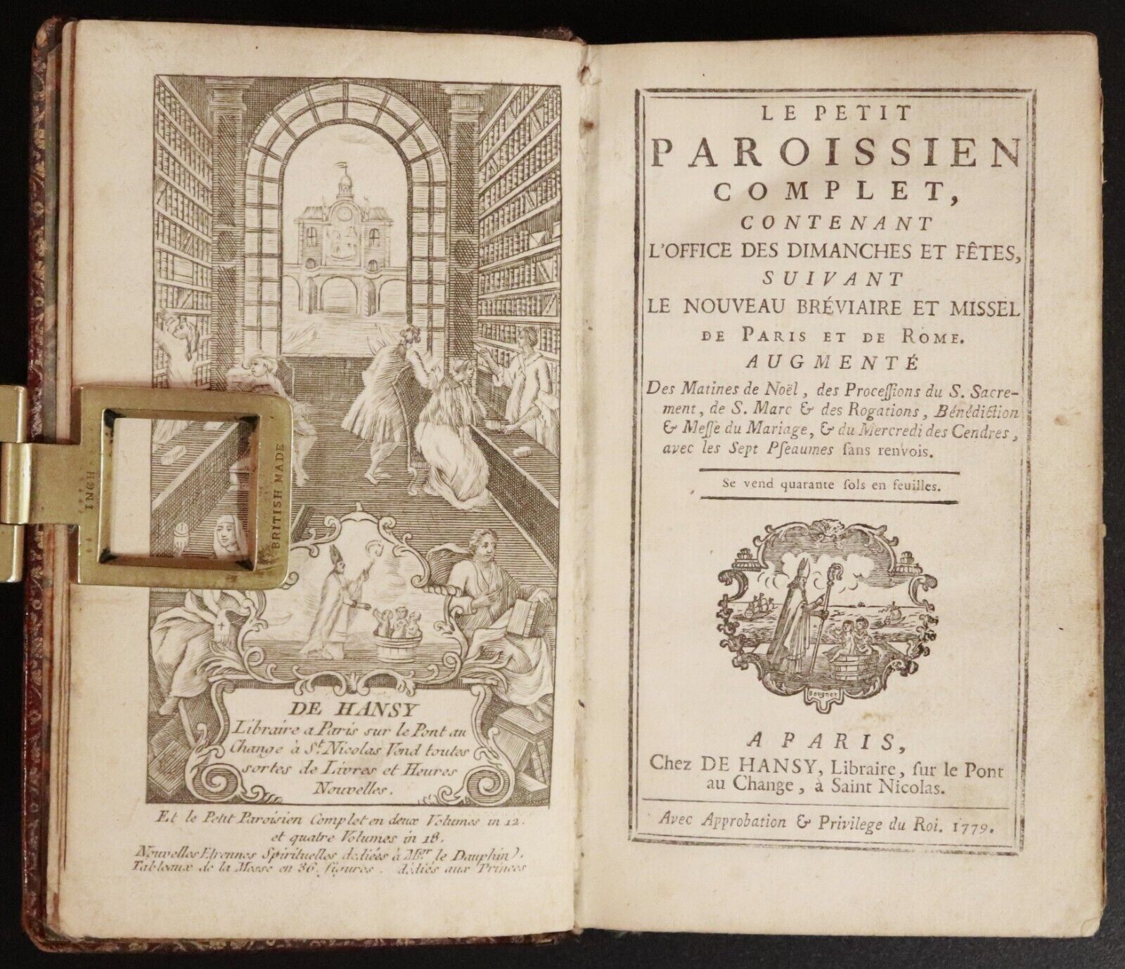 1779 Le Petit Paroissien Complet French Antiquarian Book With Engraving