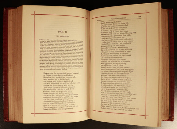 c1882 Poetical Works Of John Milton Paradise Lost Antique Poetry Book Leather