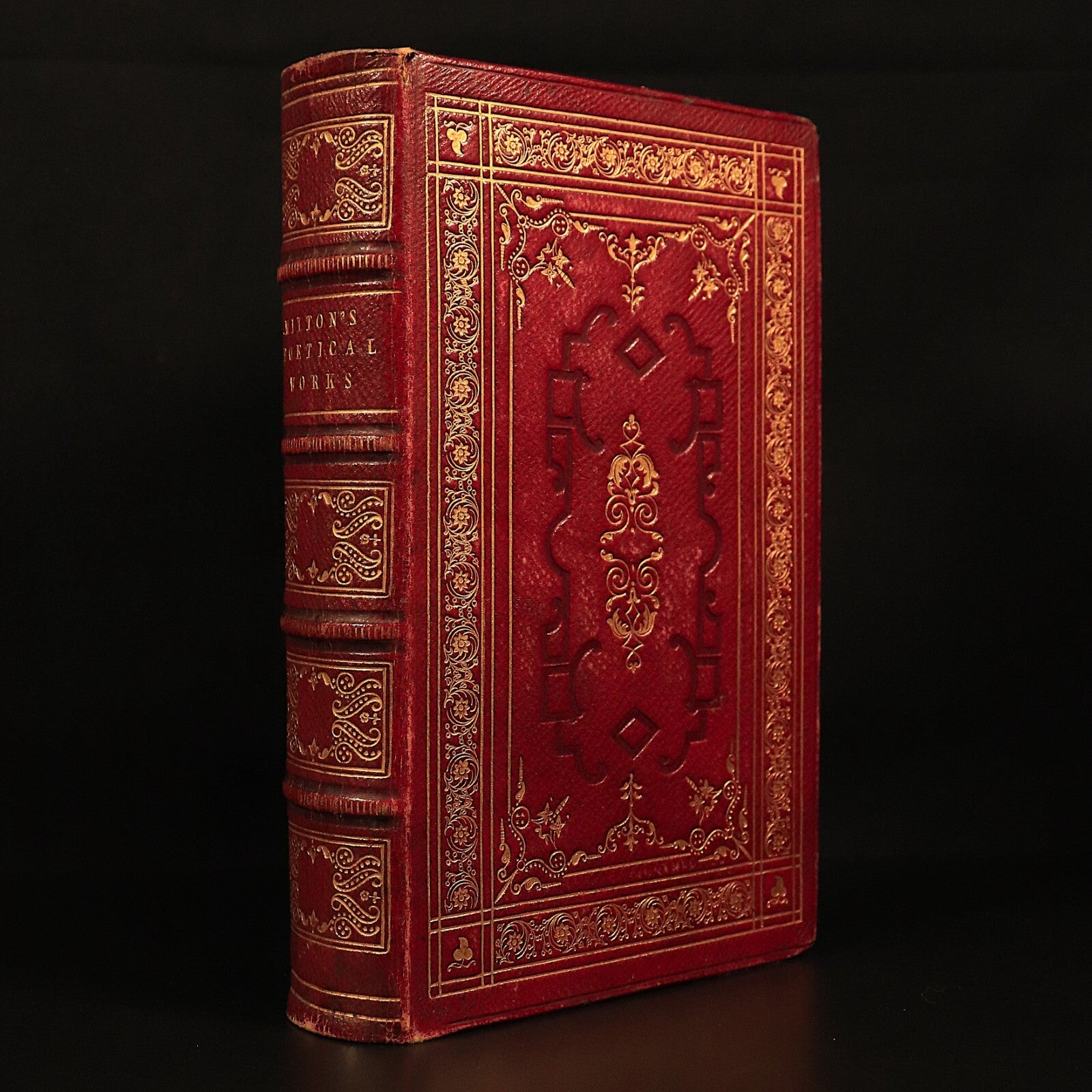 c1850 Poetical Works Of John Milton Paradise Lost Antique Poetry Book Leather