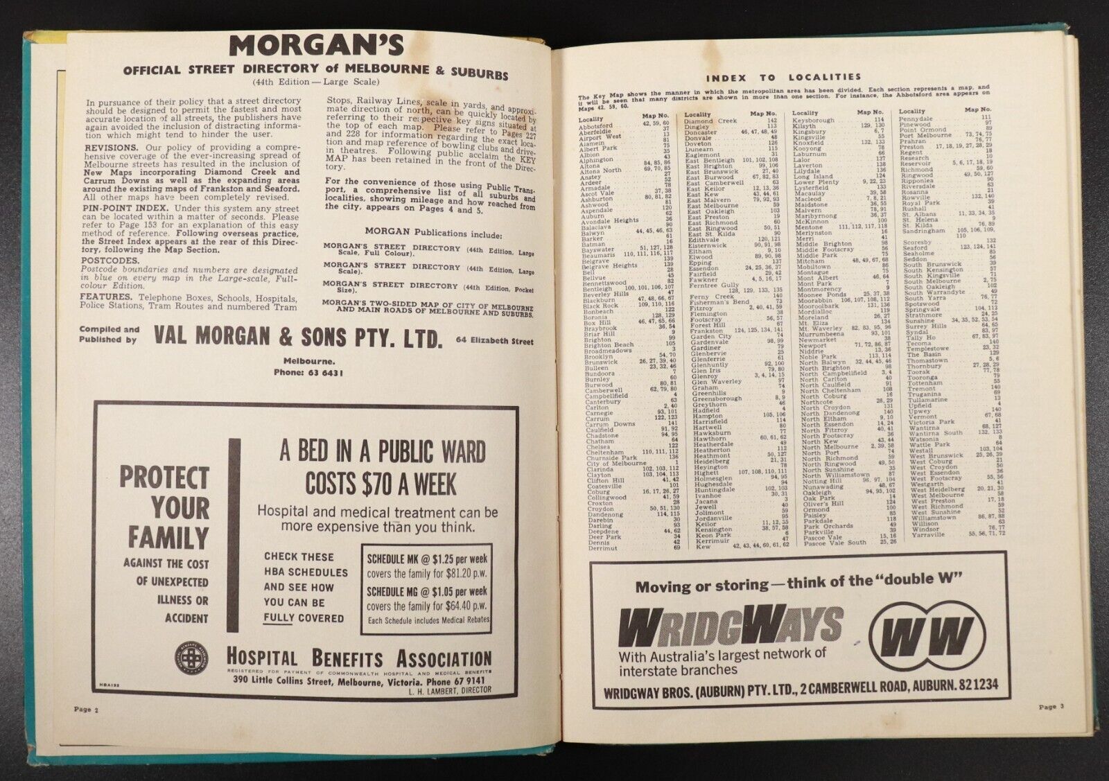 c1961 Morgan's Official Street Directory - Melbourne Vintage Maps Reference Book