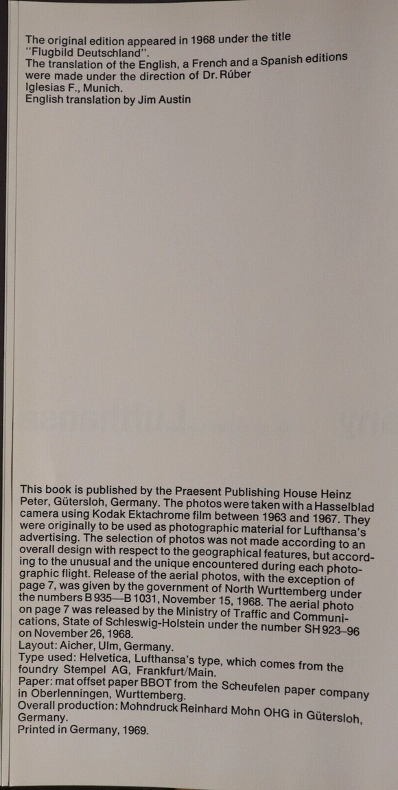 1969 Aerial View Germany Lufthansa Vintage German Photo History Book Sass Aicher