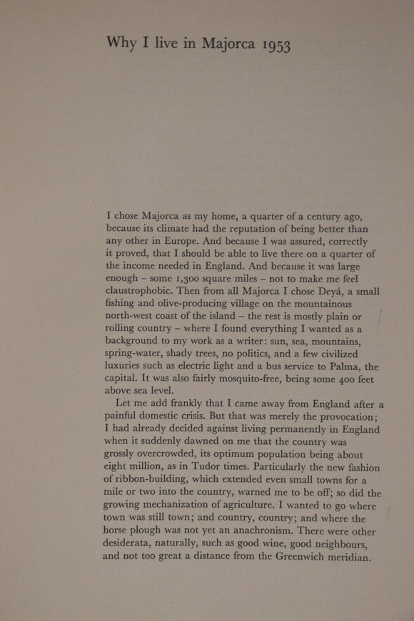 1965 Majorca Observed by Robert Graves Spain Exploration & History Book