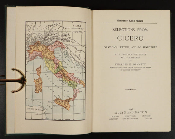 1946 Selections From Cicero by Charles E. Bennett Antique Roman History Book