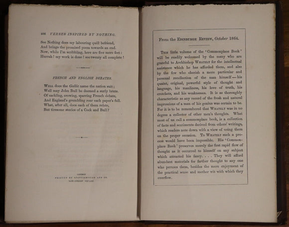 1865 The Commonplace Book Of Richard Whately Antique Irish History Book