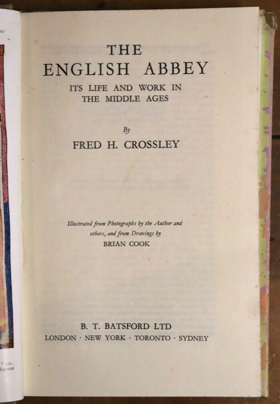 1949 The English Abbey In The Middle Ages F. Crossley British Architecture Book