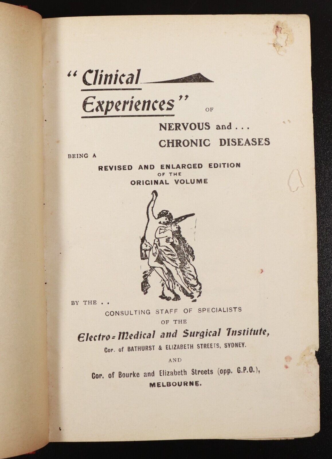 c1902 Clinical Experiences Of Nervous & Chronic Diseases Australian Medical Book