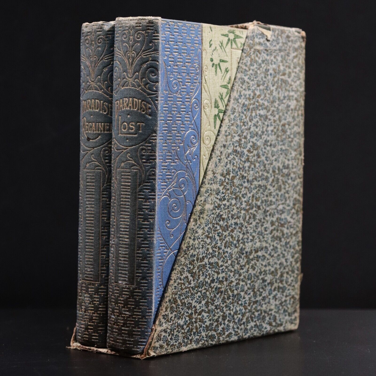 1887 2vol John Milton's Paradise Lost & Paradise Regained Antique Book Set