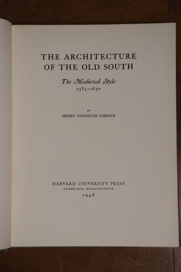 1948 The Architecture Of The Old South 1st Edition Antique Architect Book