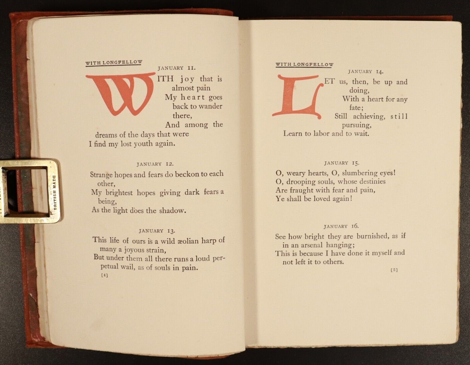 1906 Through The Year With Longfellow Antique Poetry Book