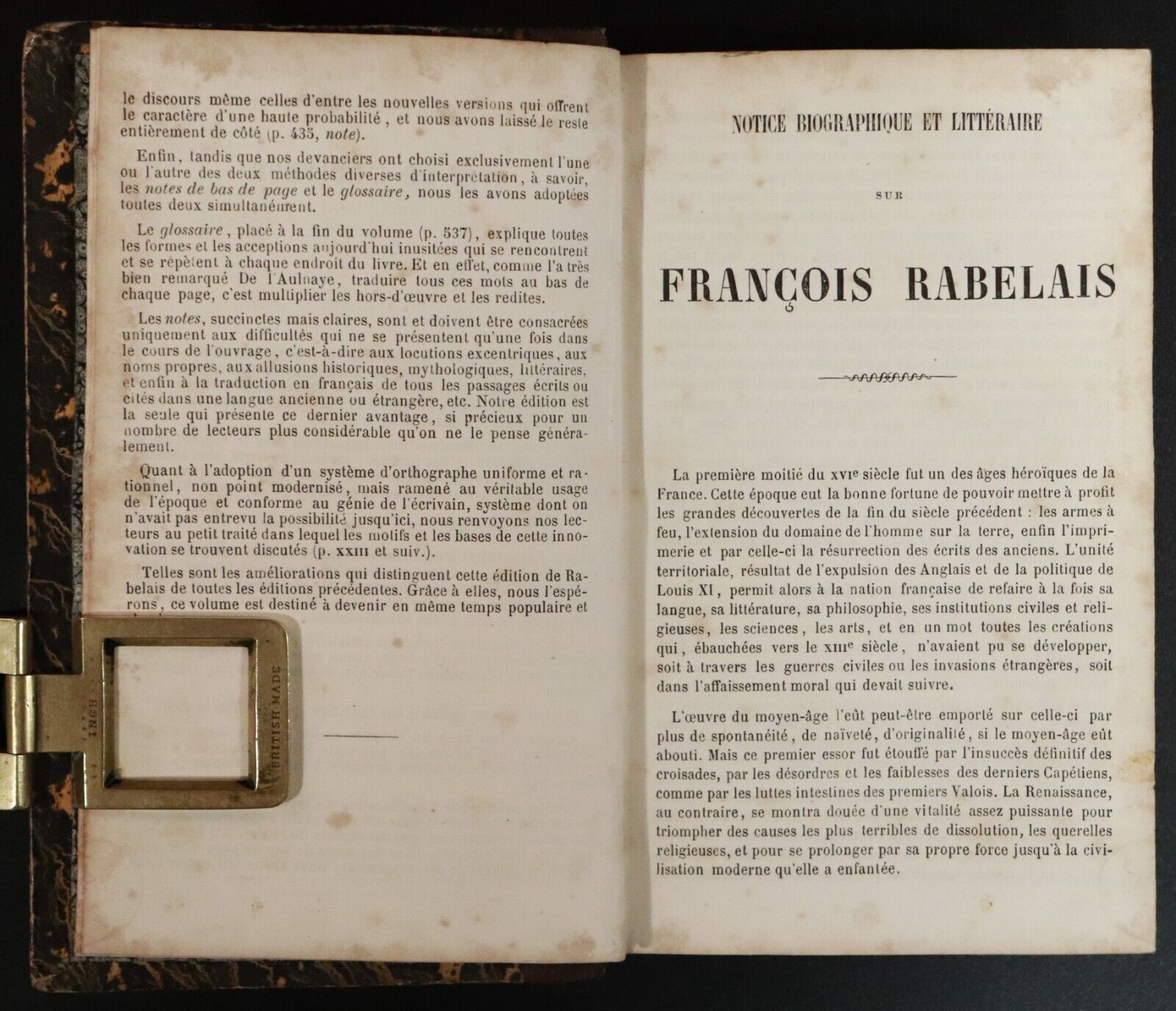 1854 Oeuvres De Rabelais by Louis Barre Antiquarian French Literature Book