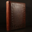 c1920 Antique Leather Photo Album Brass Clasp COOPER Family 54 Original Photos-1