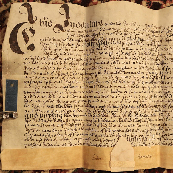1712 Indenture Conveyance English Legal Document Manuscript Vellum Lease 10th