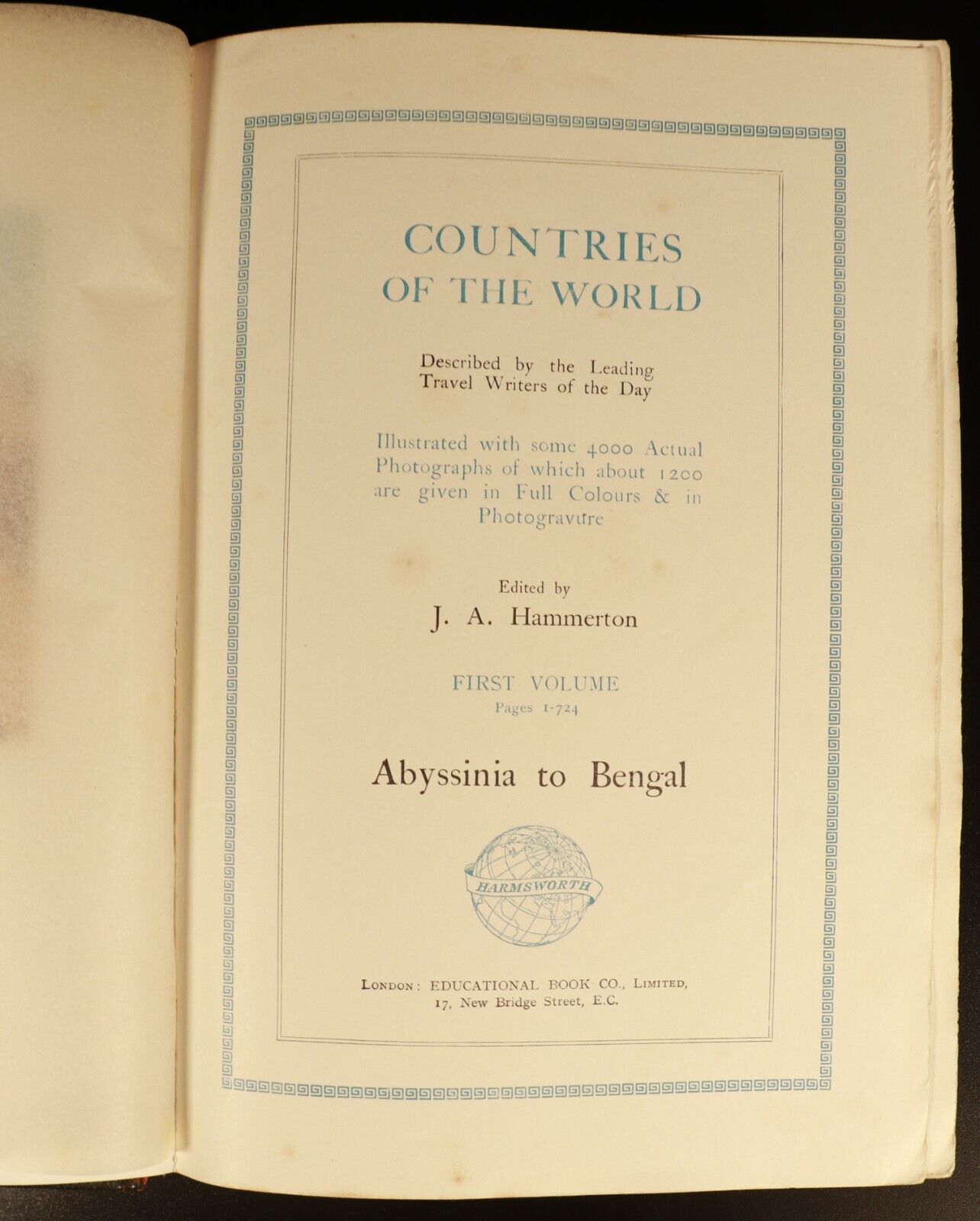 c1920 Countries Of The World JA Hammerton Antique Reference Book Vol 1. Maps