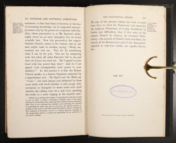 1900 Doctrine & Doctrinal Disruption by W.H. Mallock Antique Theology Book